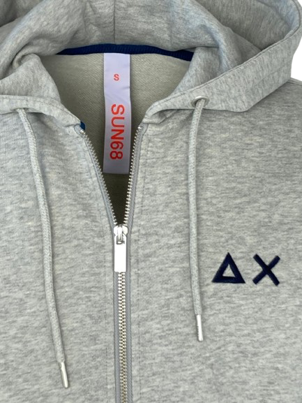 FELPA UOMO GRIGIA CON ZIP E CAPPUCCIO – e-spaceonweb