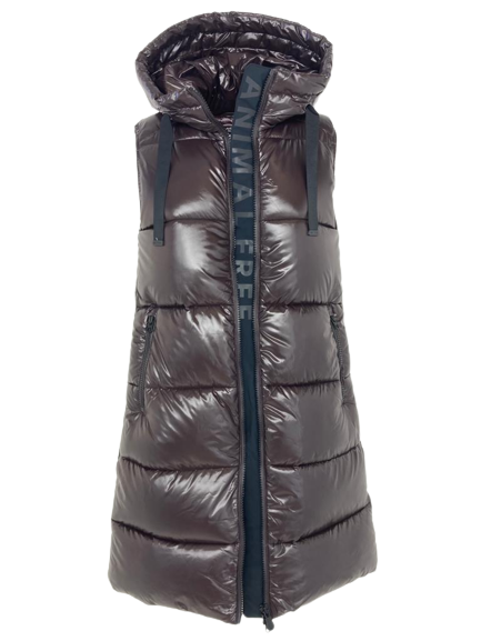 PIUMINO DONNA SMANICATO BORDEAUX CON CAPPUCCIO IN ECO-PIUMA