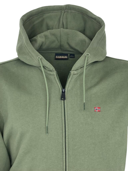 FELPA UOMO VERDE MILITARE CON CAPPUCCIO