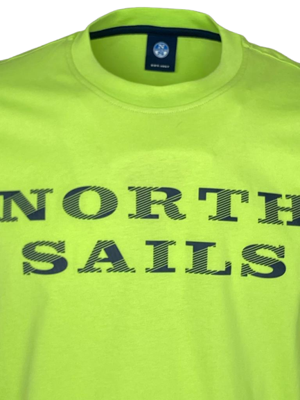 T SHIRT UOMO VERDE FLUO CON LOGO FRONTALE