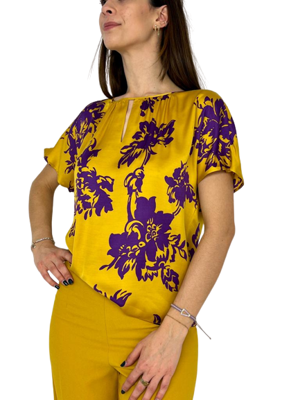 BLUSA GIALLO SENAPE FANTASIA FLOREALE
