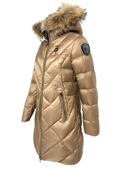 Parka Piumini Lunghi Con Pelliccia PIUMINO DONNA ORO LUNGO CON