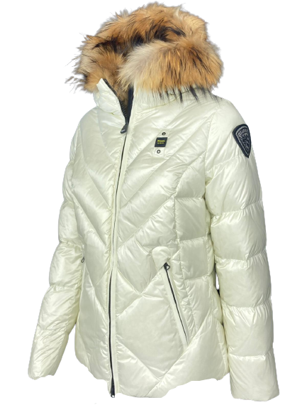 GIUBBINO DONNA CORTO BIANCO CON CAPPUCCIO E PELLICCIA e spaceonweb