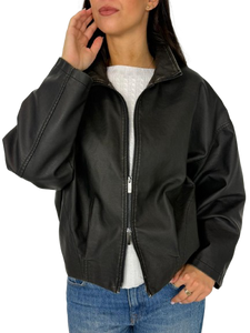 GIACCA DONNA IN SIMIL-PELLE GRIGIO SCURO