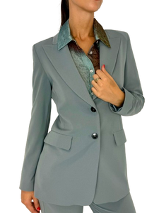 GIACCA DONNA VERDE ACQUA MONOPETTO