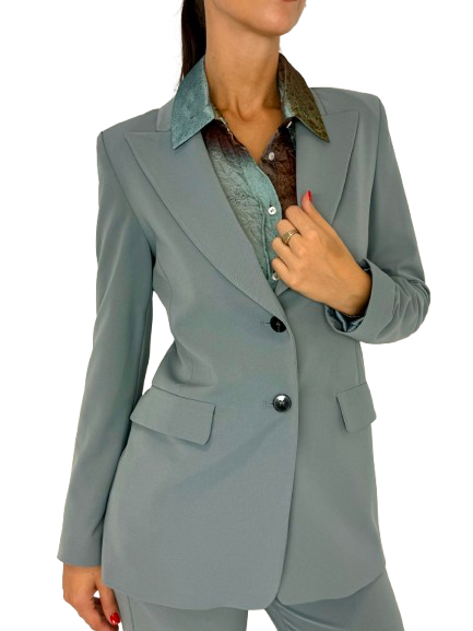 GIACCA DONNA VERDE ACQUA MONOPETTO