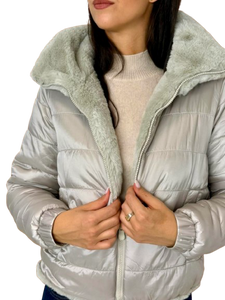 GIUBBOTTO DONNA CORTO BIANCO IN ECO-PIUMA
