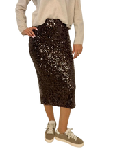 Carica l&#39;immagine nel visualizzatore di Gallery, GONNA MARRONE PAILLETTES
