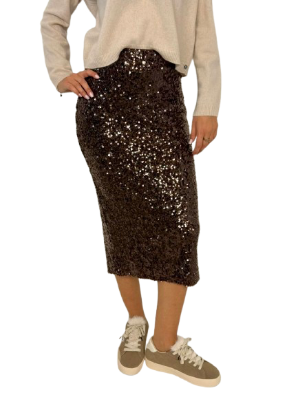 GONNA MARRONE PAILLETTES