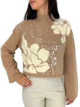 Carica l&#39;immagine nel visualizzatore di Gallery, MAGLIONE DONNA CAMMELLO GLITTERATO
