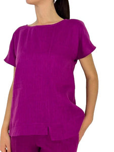 BLUSA DONNA CICLAMINO 100% LINO