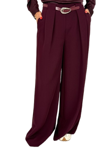 PANTALONE DONNA BORDEAUX A PALAZZO
