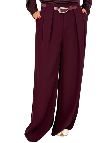 PANTALONE DONNA BORDEAUX A PALAZZO