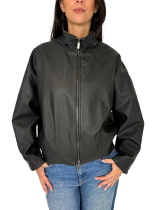 GIACCA DONNA IN SIMIL-PELLE GRIGIO SCURO