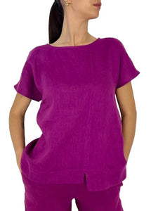 BLUSA DONNA CICLAMINO 100% LINO