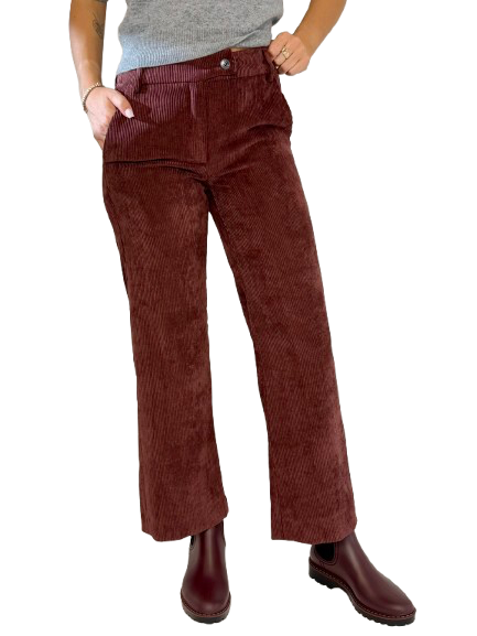 PANTALONE DONNA BORDEAUX IN VELLUTO