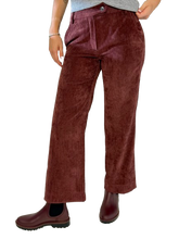 Carica l&#39;immagine nel visualizzatore di Gallery, PANTALONE DONNA BORDEAUX IN VELLUTO

