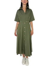 Carica l&#39;immagine nel visualizzatore di Gallery, ABITO DONNA CHEMISIER VERDE MILITARE
