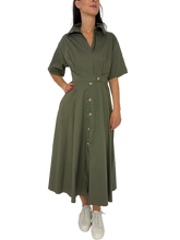 Carica l&#39;immagine nel visualizzatore di Gallery, ABITO DONNA CHEMISIER VERDE MILITARE
