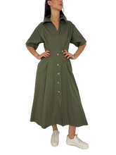 Carica l&#39;immagine nel visualizzatore di Gallery, ABITO DONNA CHEMISIER VERDE MILITARE
