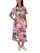 Carica l&#39;immagine nel visualizzatore di Gallery, ABITO DONNA CHEMISIER ROSA FANTASIA FLOREALE
