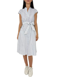 VESTITO DONNA A RIGHE BIANCO/VERDE