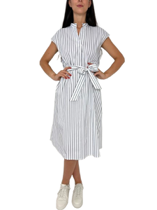 VESTITO DONNA A RIGHE BIANCO/VERDE