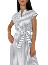 Carica l&#39;immagine nel visualizzatore di Gallery, VESTITO DONNA A RIGHE BIANCO/VERDE
