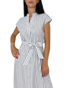 VESTITO DONNA A RIGHE BIANCO/VERDE