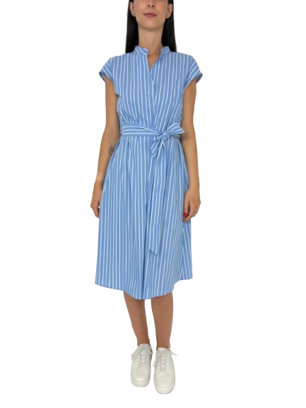 VESTITO DONNA A RIGHE BIANCO/AZZURRO