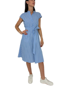 VESTITO DONNA A RIGHE BIANCO/AZZURRO