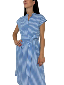 VESTITO DONNA A RIGHE BIANCO/AZZURRO