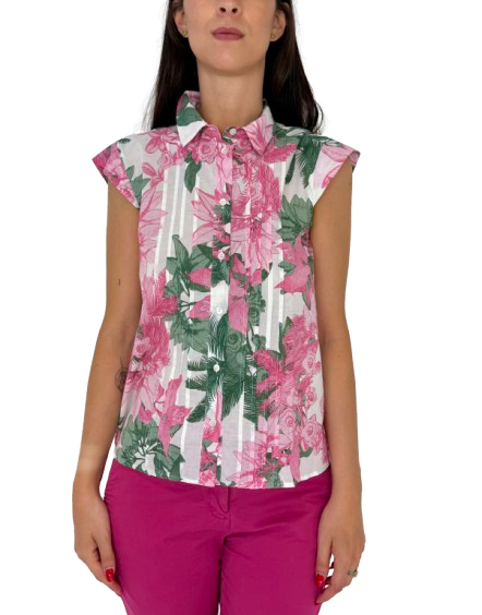 CAMICIA DONNA ROSA FANTASIA FLOREALE