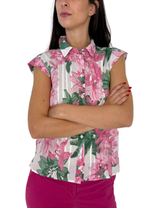 CAMICIA DONNA ROSA FANTASIA FLOREALE