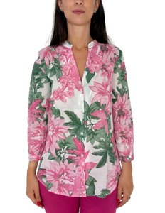 CAMICIA DONNA ROSA FANTASIA FLOREALE
