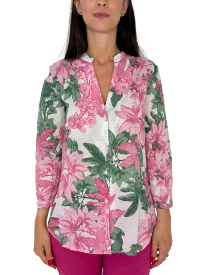 CAMICIA DONNA ROSA FANTASIA FLOREALE