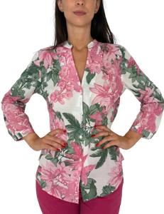 CAMICIA DONNA ROSA FANTASIA FLOREALE
