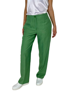 PANTALONE DONNA VERDE MISTO LINO