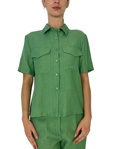 BLUSA DONNA VERDE MISTO LINO