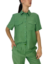 Carica l&#39;immagine nel visualizzatore di Gallery, BLUSA DONNA VERDE MISTO LINO
