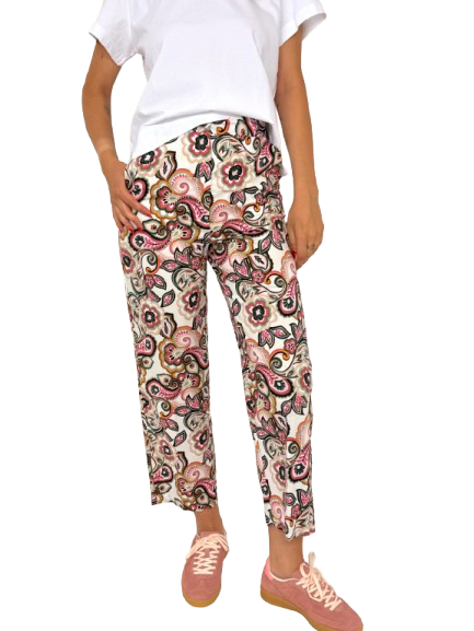 PANTALONE DONNA ROSA FANTASIA FLOREALE