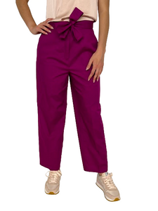 PANTALONE DONNA VIOLA CON FIOCCO