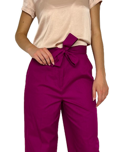 PANTALONE DONNA VIOLA CON FIOCCO