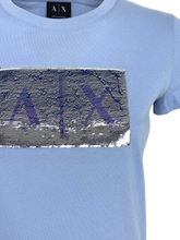 Carica l'immagine nel visualizzatore di Gallery, T-SHIRT DONNA AZZURRA LOGO FRONTALE
