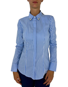 CAMICIA DONNA AZZURRA FANTASIA A RIGHE