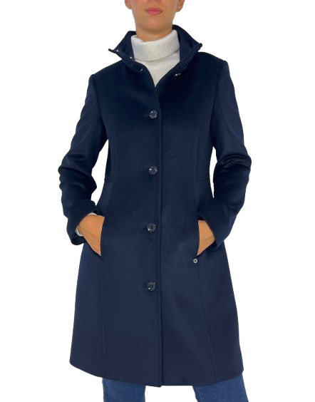 CAPPOTTO LUNGO DONNA BLU MONOPETTO