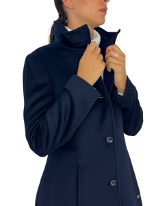 CAPPOTTO LUNGO DONNA BLU MONOPETTO