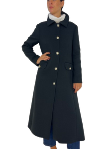 CAPPOTTO LUNGO DONNA NERO MONOPETTO