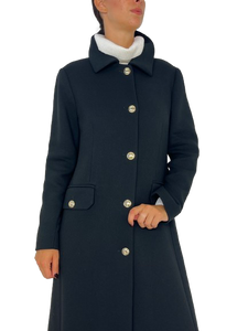 CAPPOTTO LUNGO DONNA NERO MONOPETTO