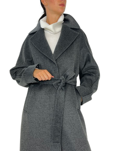 CAPPOTTO GRIGIO DONNA CON CINTURA